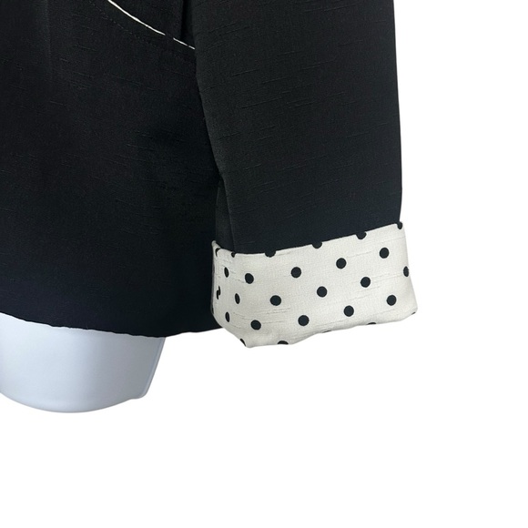 Caroline Rose Black Zip Front Jacket Polka Dot Cuff Pockets Womens Size Medium - Picture 11 of 13